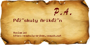 Páskuly Arikán névjegykártya